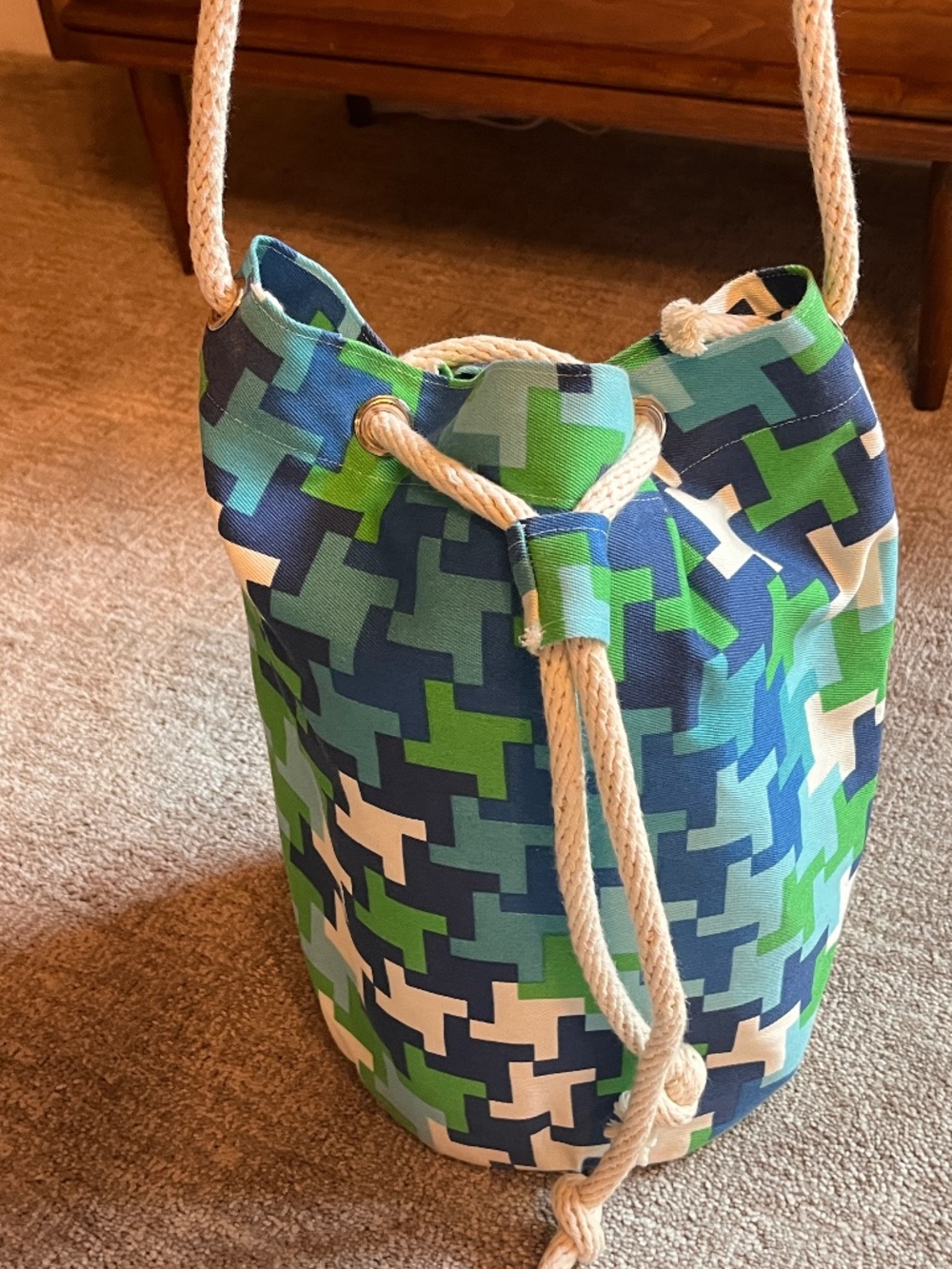 Trina Turk Jax Azure Canvas Bucket Bag made by Chelle Summer / Michelle L